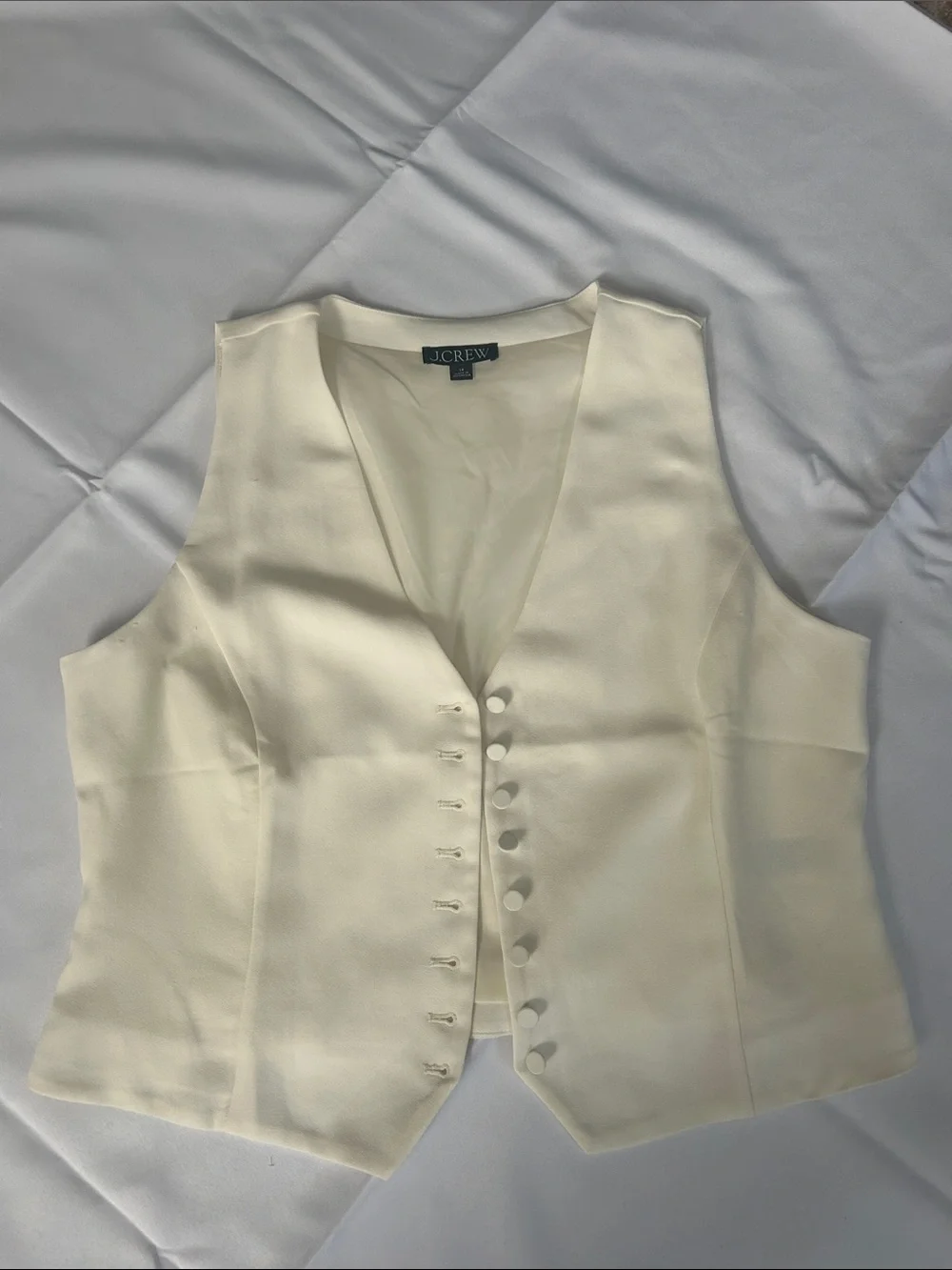 J. Crew Ivory Button-Up Vest